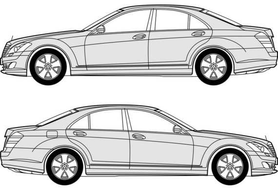 Mercedes Benz S klasse (2005) (Мерcедес Бенз С класс (2005)) - чертежи (рисунки) автомобиля